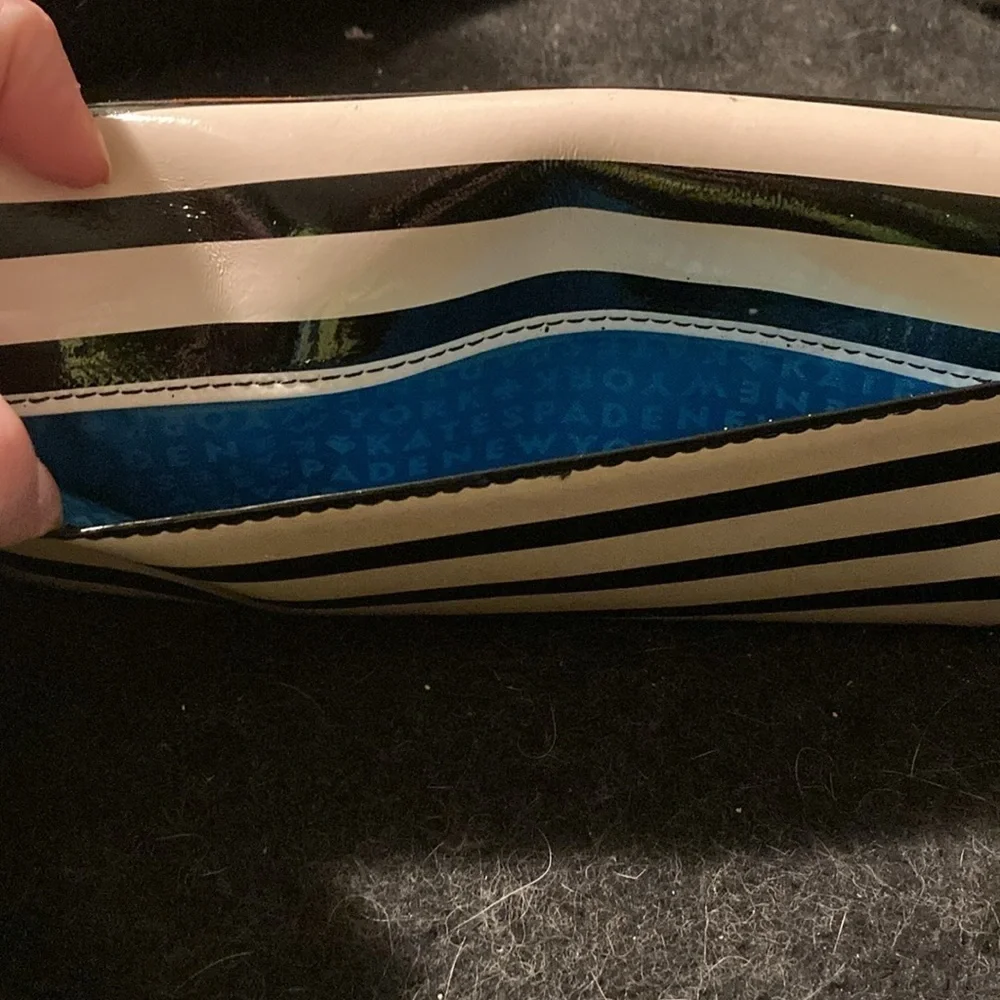 Black and white stripe Kate Spade trifold wallet
